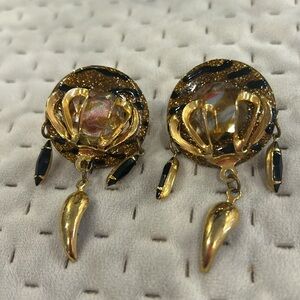 Vintage Animal Print Designer 1980s  Earrings-Boutique